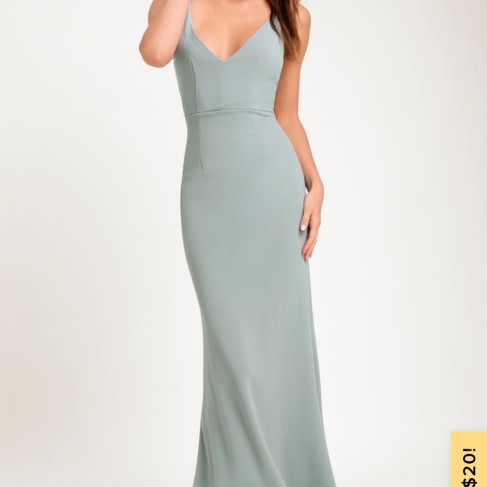 LULUS Slate Blue Gown